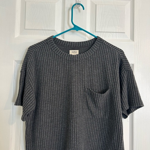 UpWest Charcoal Ribbed Knit Wide Leg Pants & Top Set - Picture 2 of 9